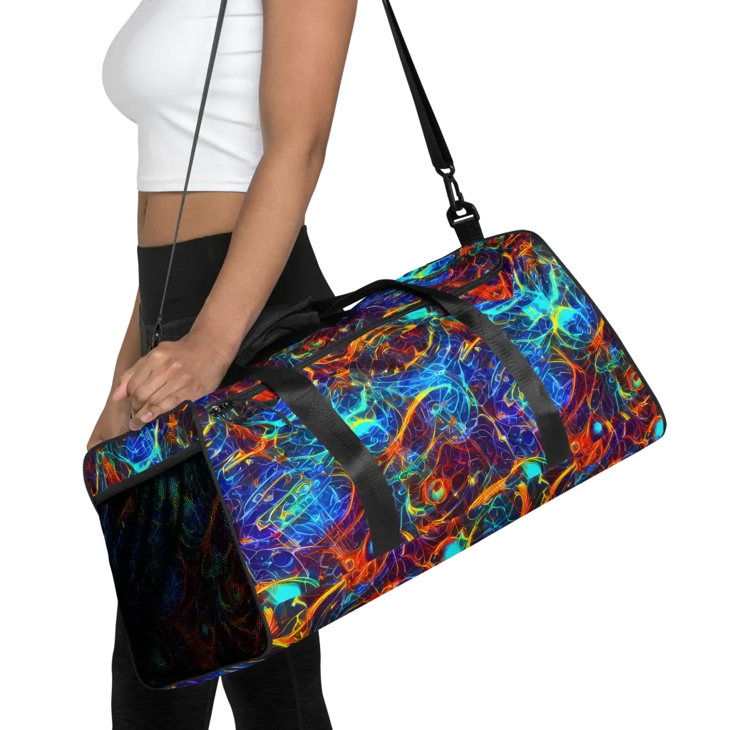 Blue Fire Matrix on Duffle Bag — Front