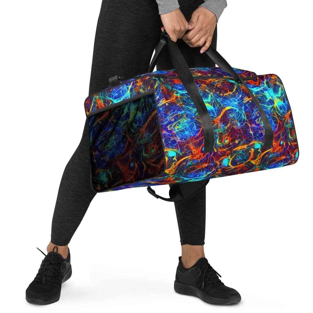 Blue Fire Matrix on Duffle Bag — Right Front