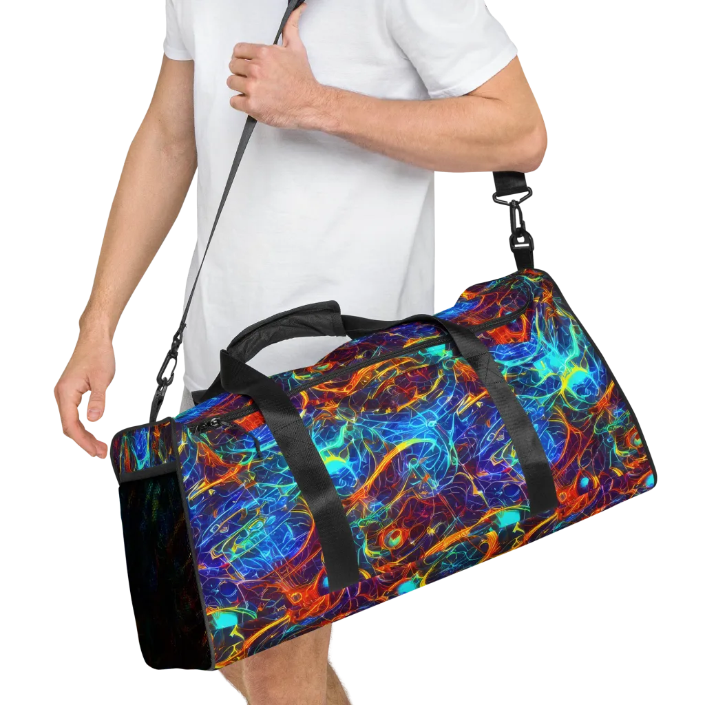 Blue Fire Matrix on Duffle Bag — Right Front