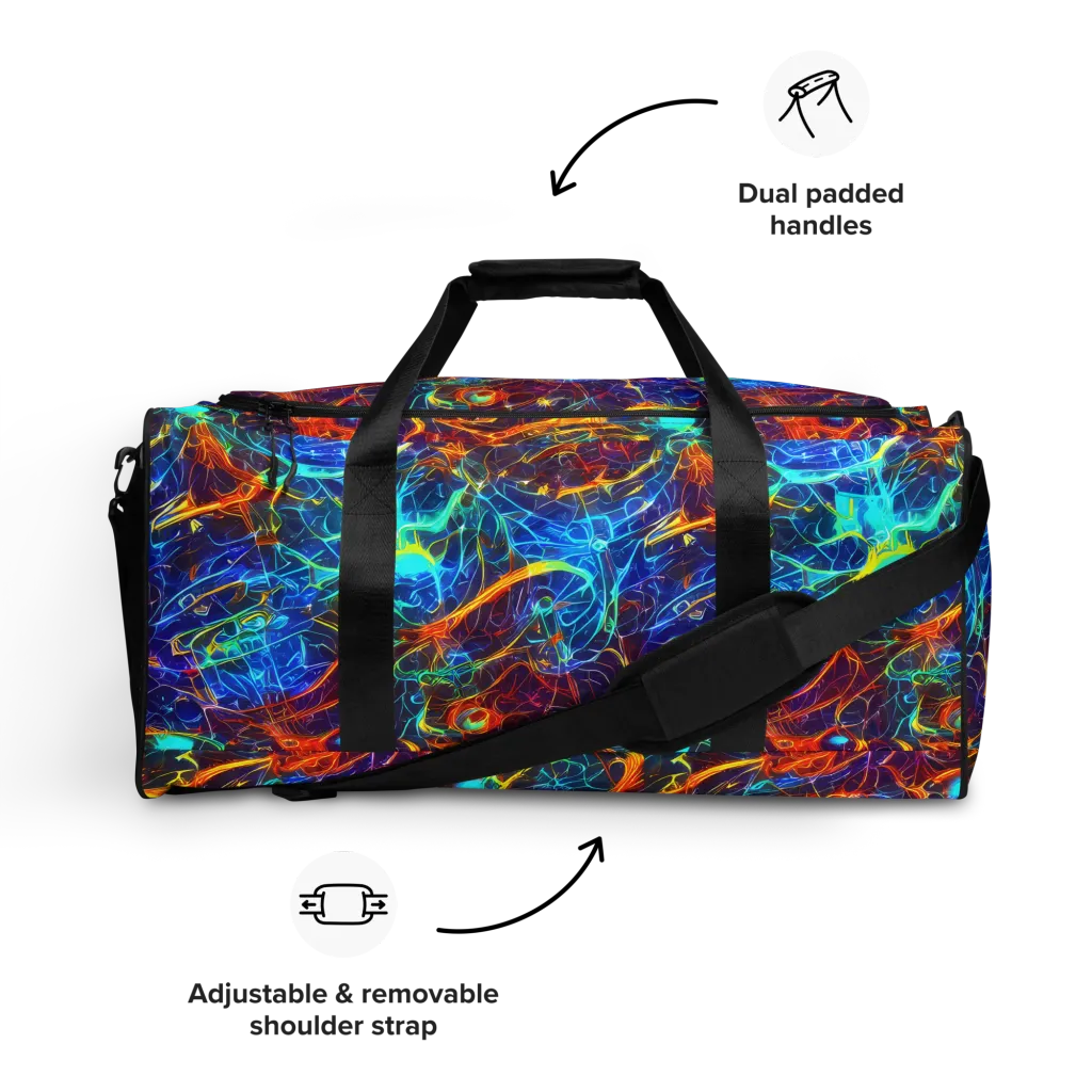 Blue Fire Matrix on Duffle Bag — Front