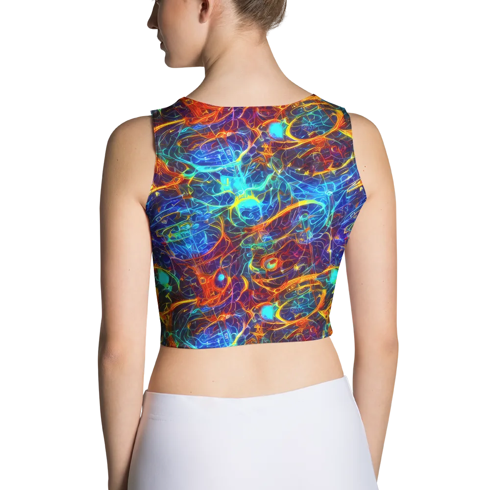 Blue Fire Matrix on Crop Top — Back