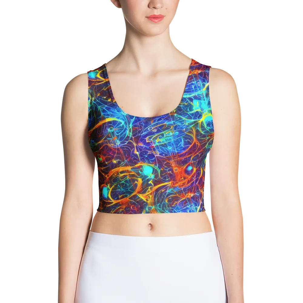 Blue Fire Matrix on Crop Top — Front