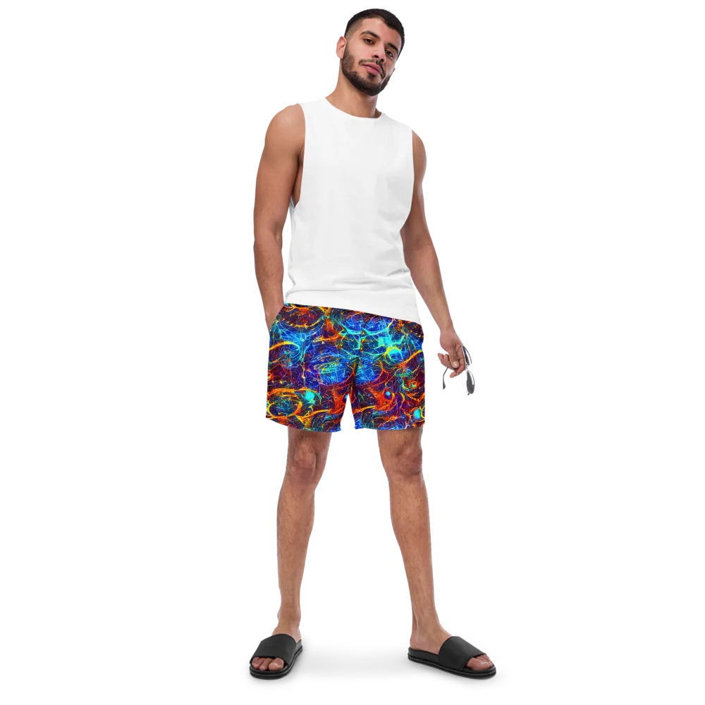Blue Fire Matrix on Swim Trunks — Front