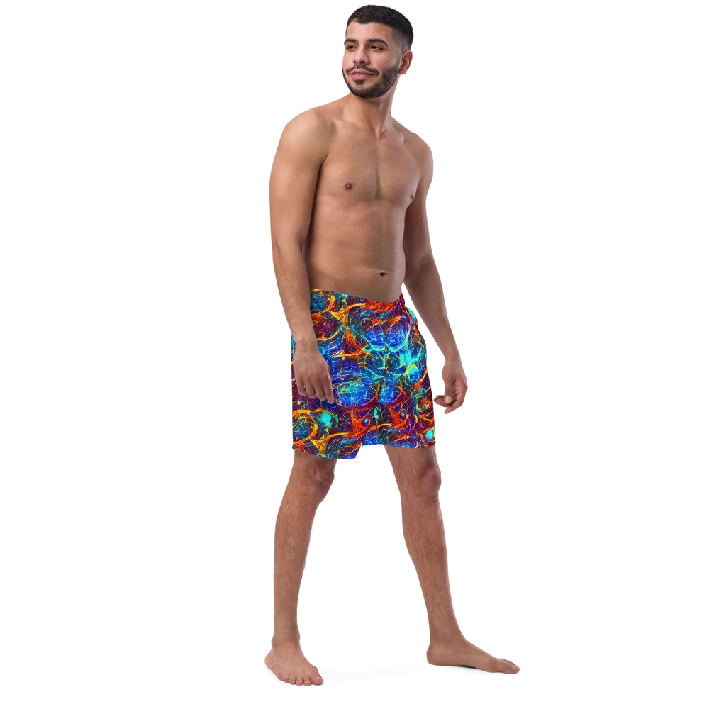 Blue Fire Matrix on Swim Trunks — Right Front