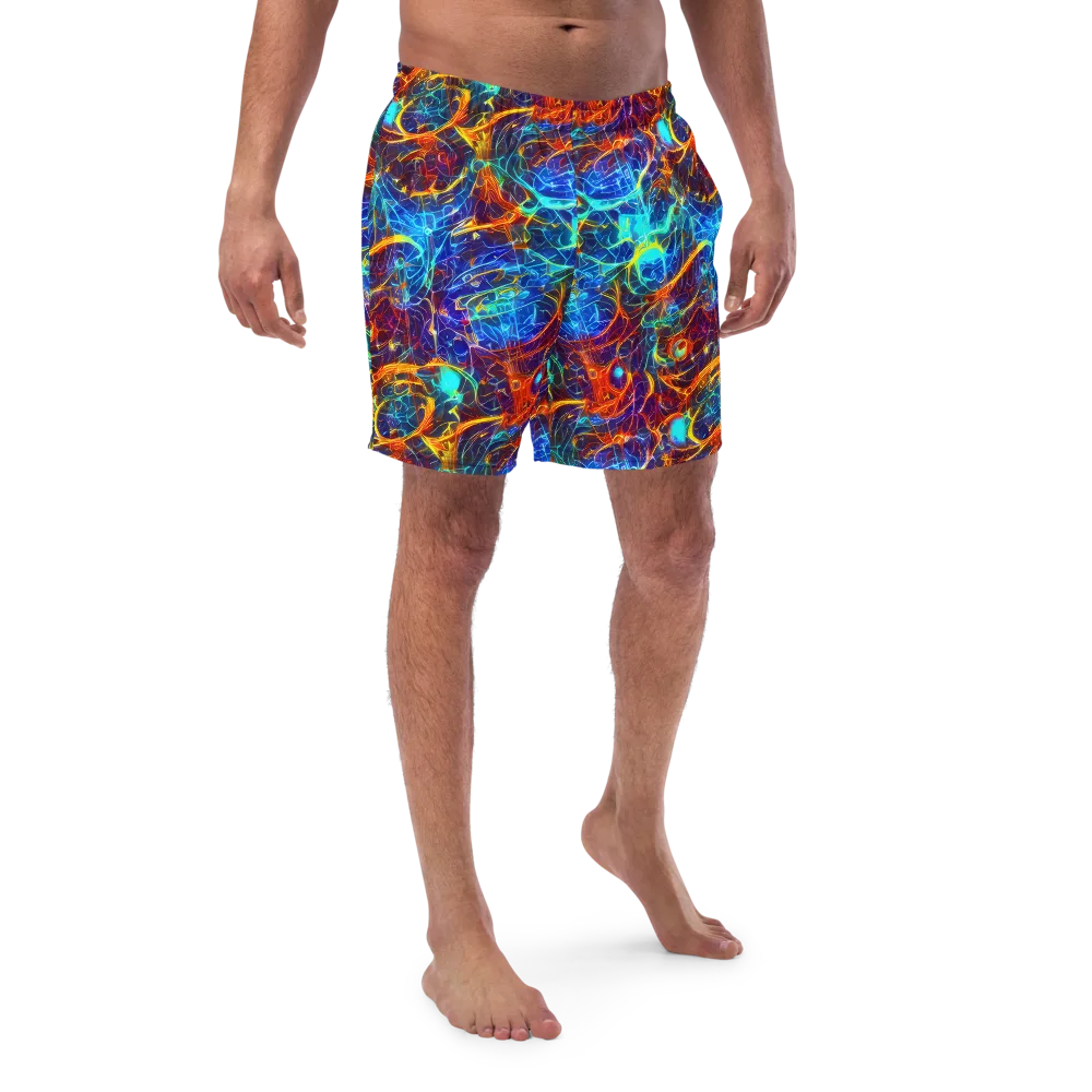 Blue Fire Matrix on Swim Trunks — Front