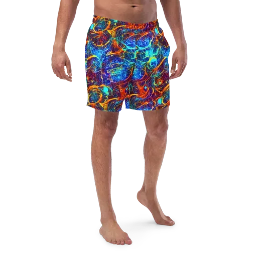Blue Fire Matrix on a Swim Trunks