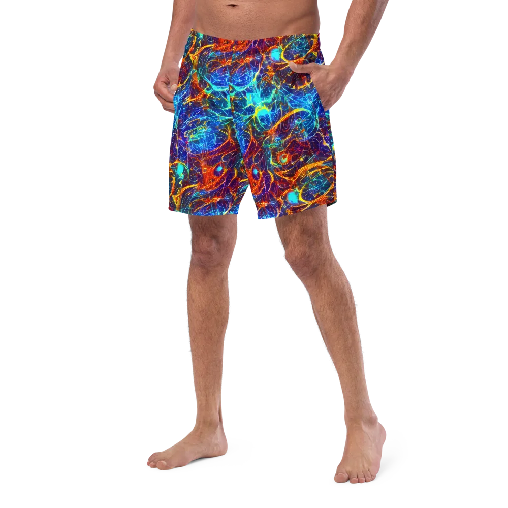 Blue Fire Matrix on Swim Trunks — Left Front