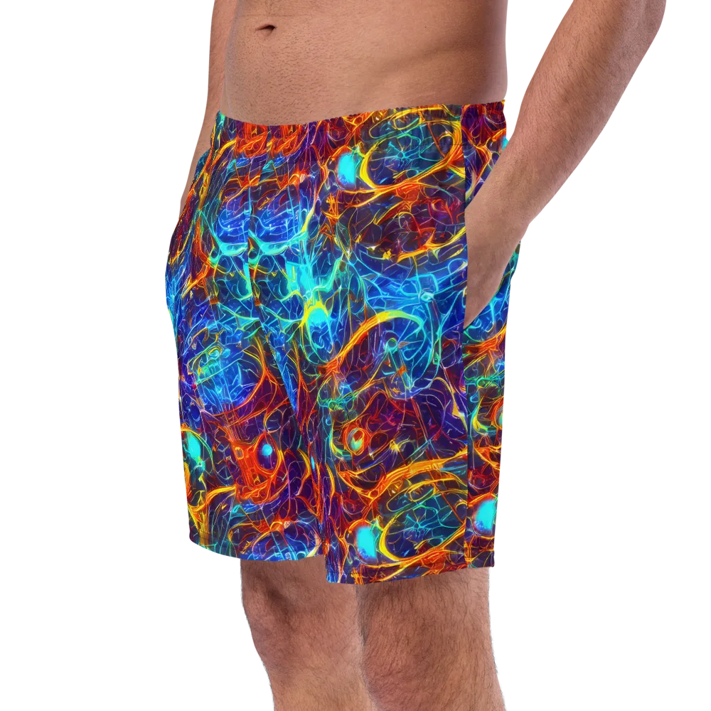 Blue Fire Matrix on Swim Trunks — Left Front