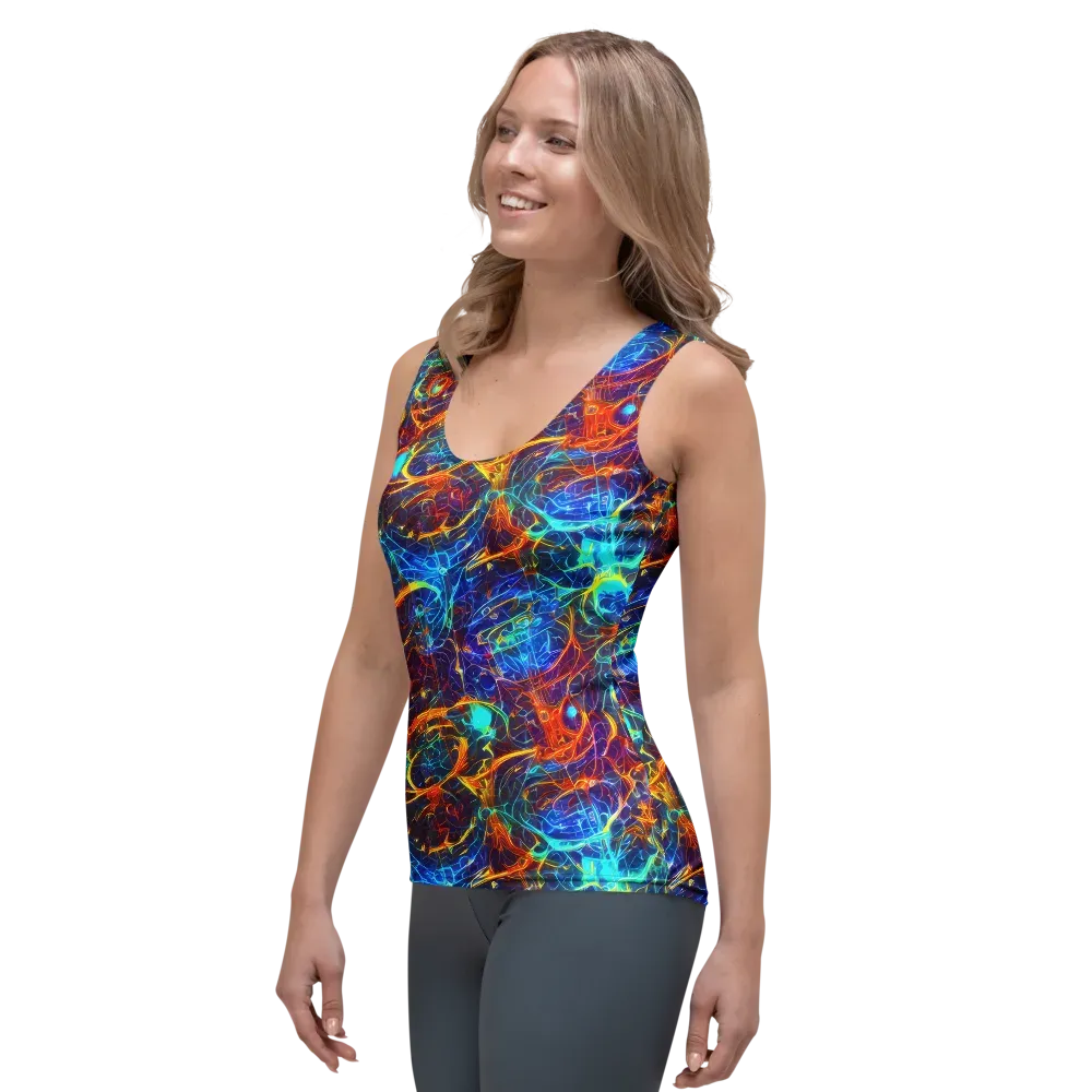 Blue Fire Matrix on Women's Tank Top — Left Front