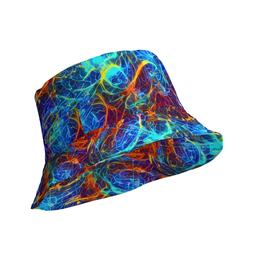 Blue Fire Matrix on Reversible Bucket Hat — Product details Outside