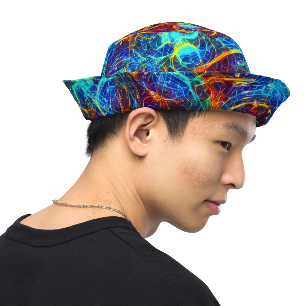 Blue Fire Matrix on Reversible Bucket Hat — Right Outside