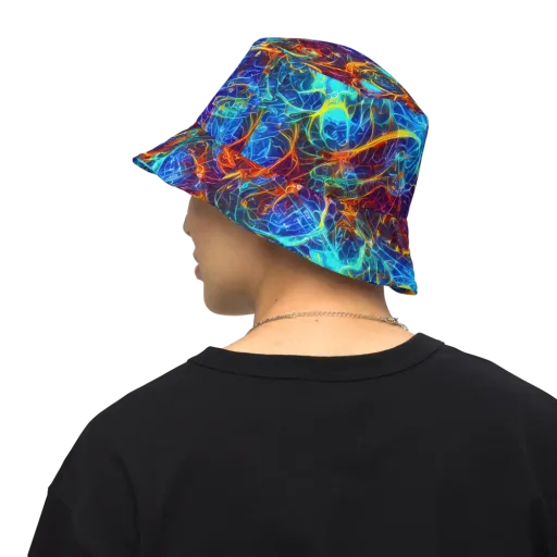 Blue Fire Matrix on a Reversible Bucket Hat