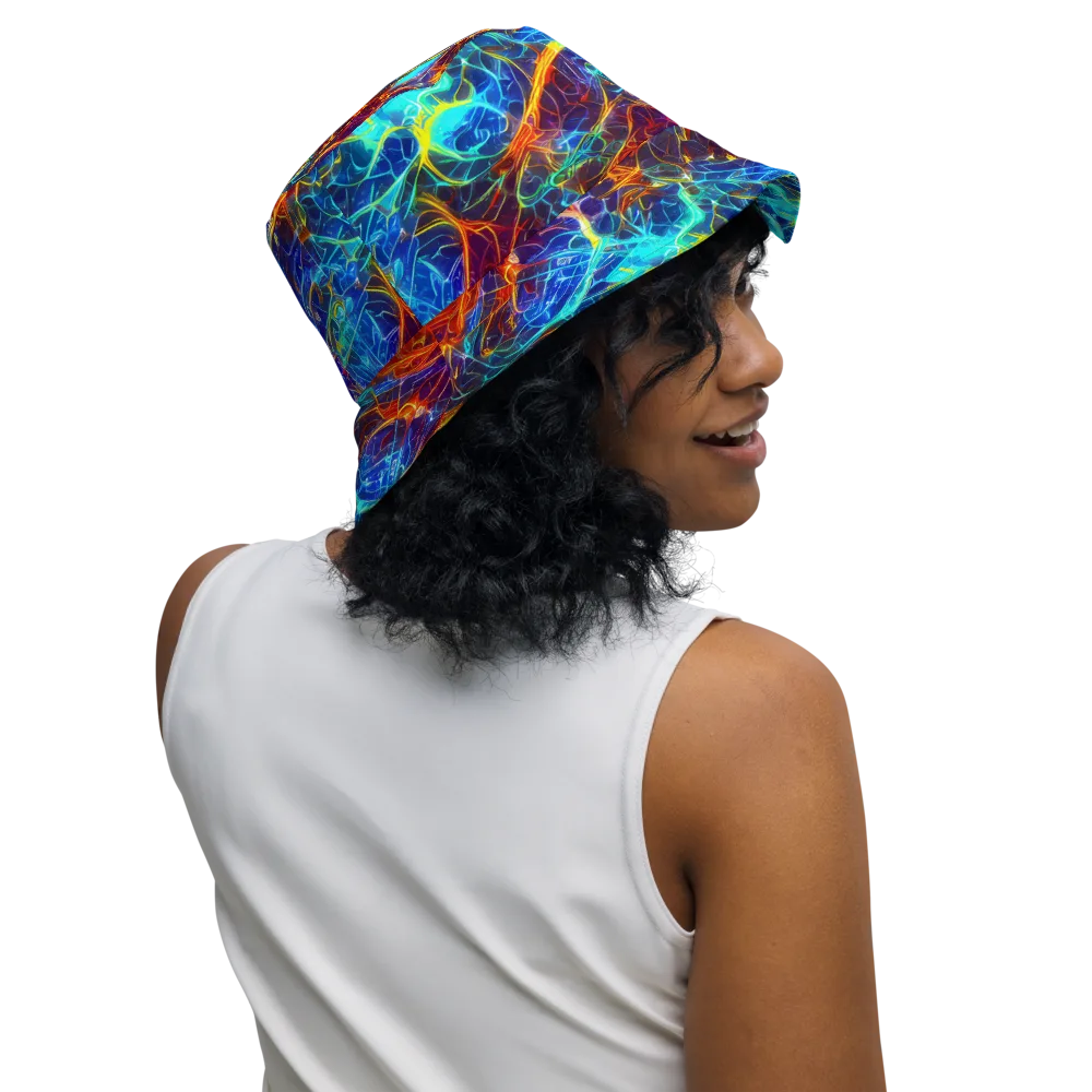 Blue Fire Matrix on Reversible Bucket Hat — Right Outside