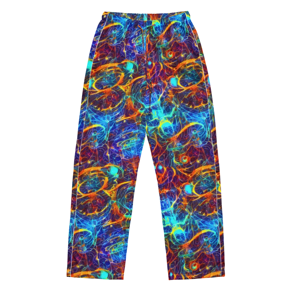 Blue Fire Matrix on Women's Pajama Pants — Front