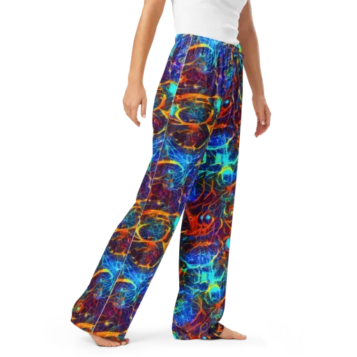 Blue Fire Matrix on a Women's Pajama Pants