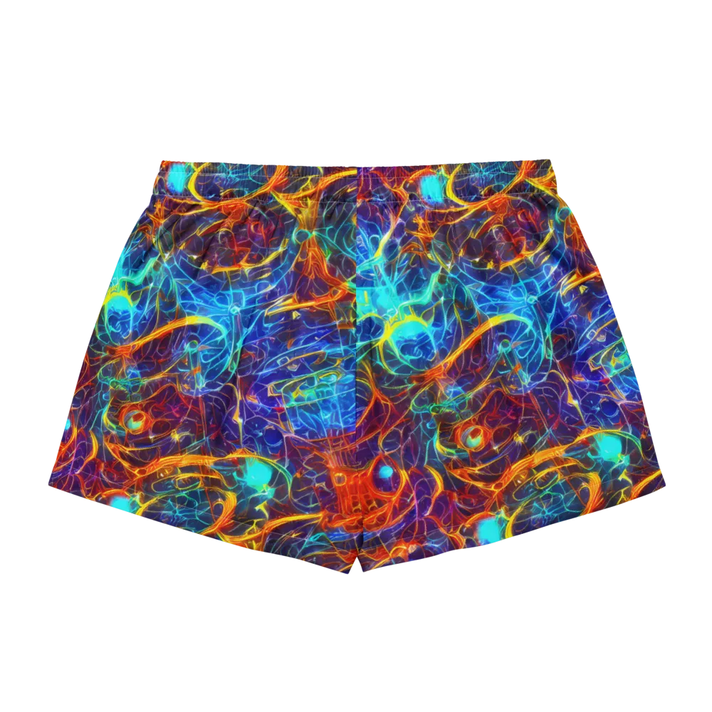 Blue Fire Matrix on Women's Pajama Shorts — Back