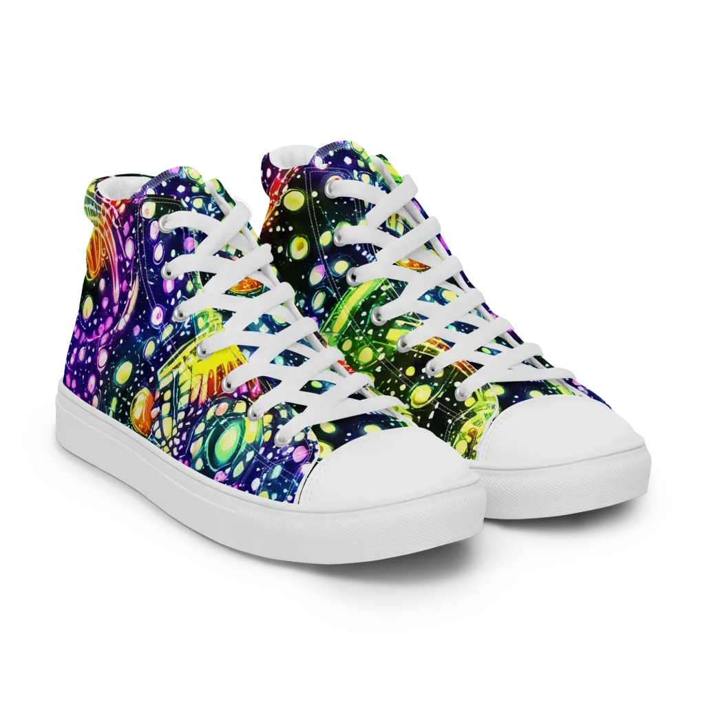 Infinite Prism on Men's High Top Canvas Shoes — Right Front