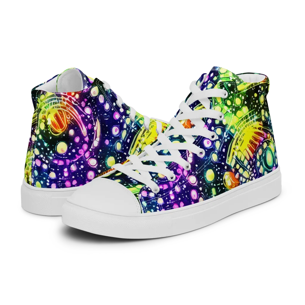 Infinite Prism on Men's High Top Canvas Shoes — Left