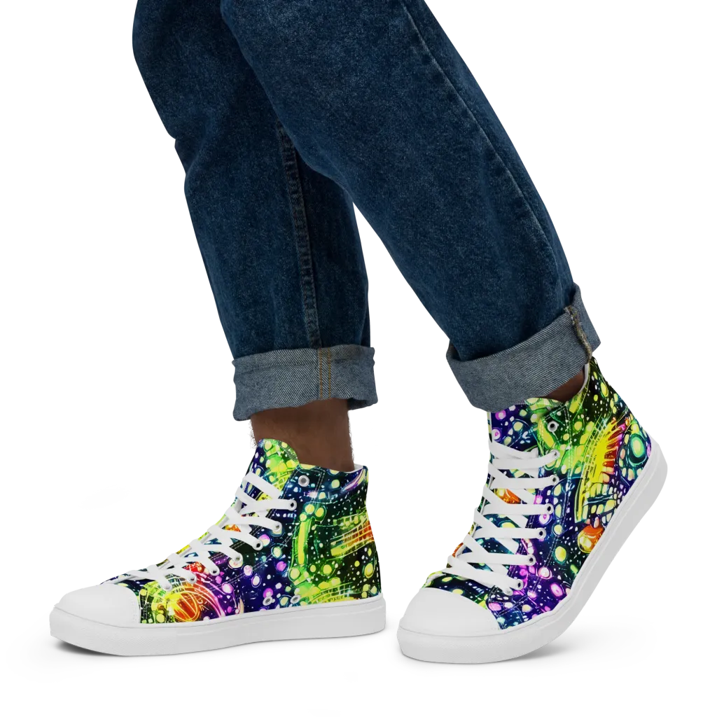 Infinite Prism on Men's High Top Canvas Shoes — Left