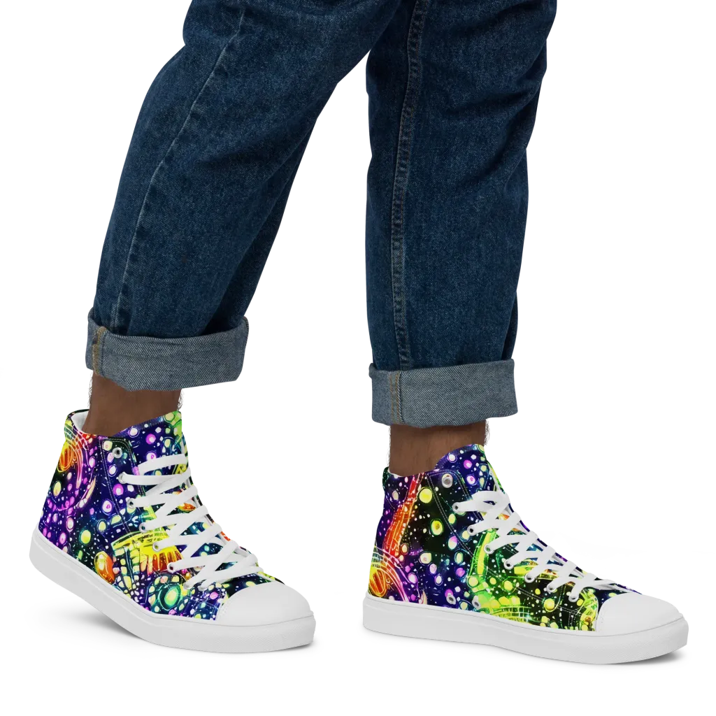 Infinite Prism on Men's High Top Canvas Shoes — Right