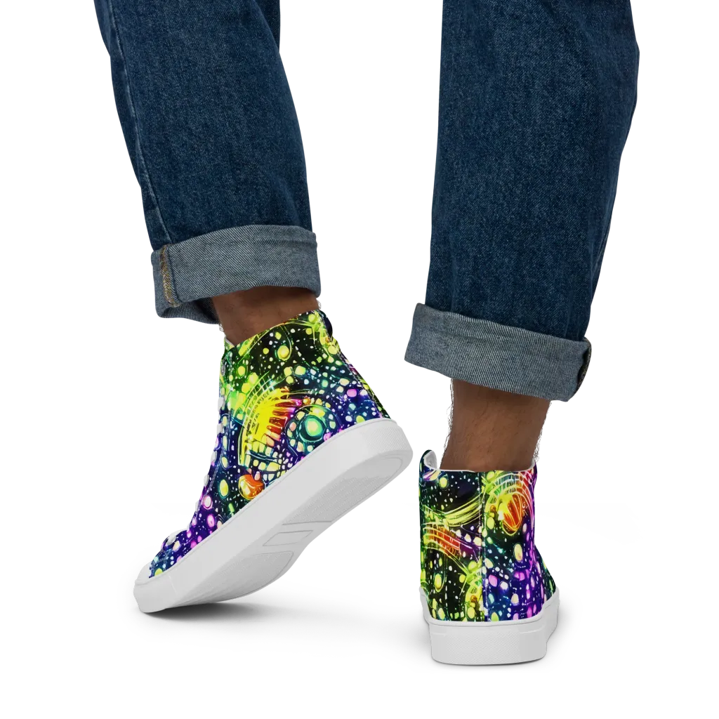 Infinite Prism on Men's High Top Canvas Shoes — Back