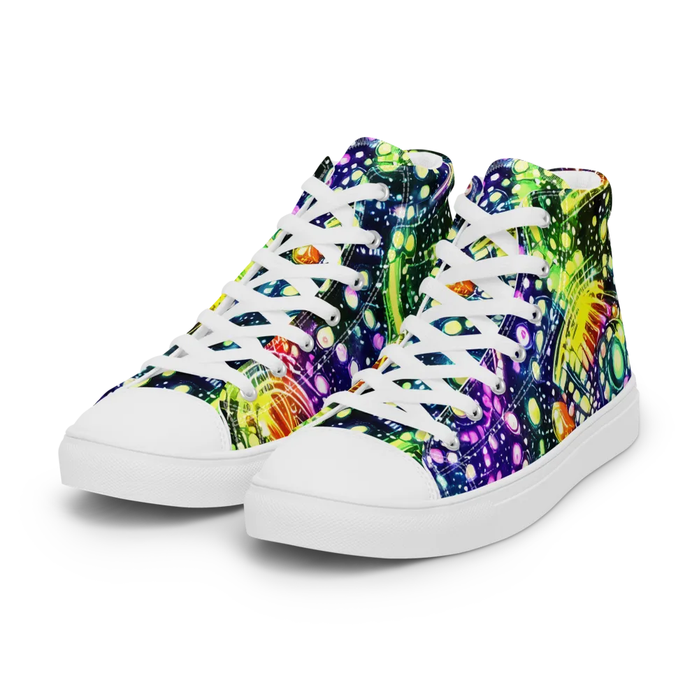 Infinite Prism on Women's High Top Canvas Shoes — Left Front