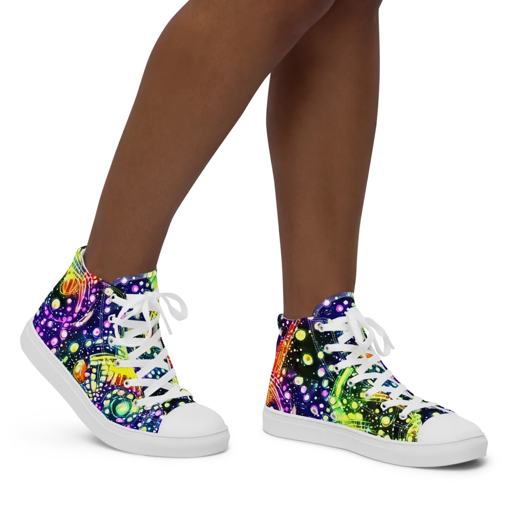 Infinite Prism on Women's High Top Canvas Shoes — Right