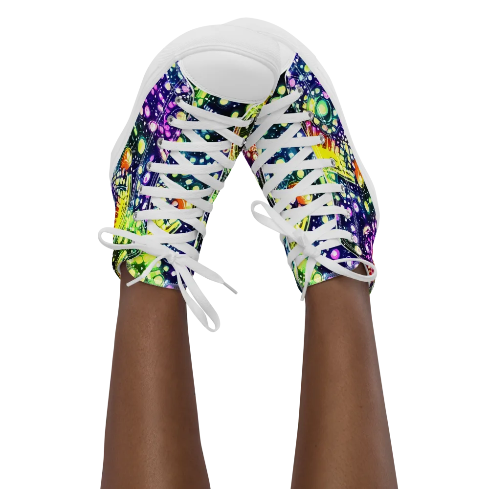Infinite Prism on Women's High Top Canvas Shoes — Front