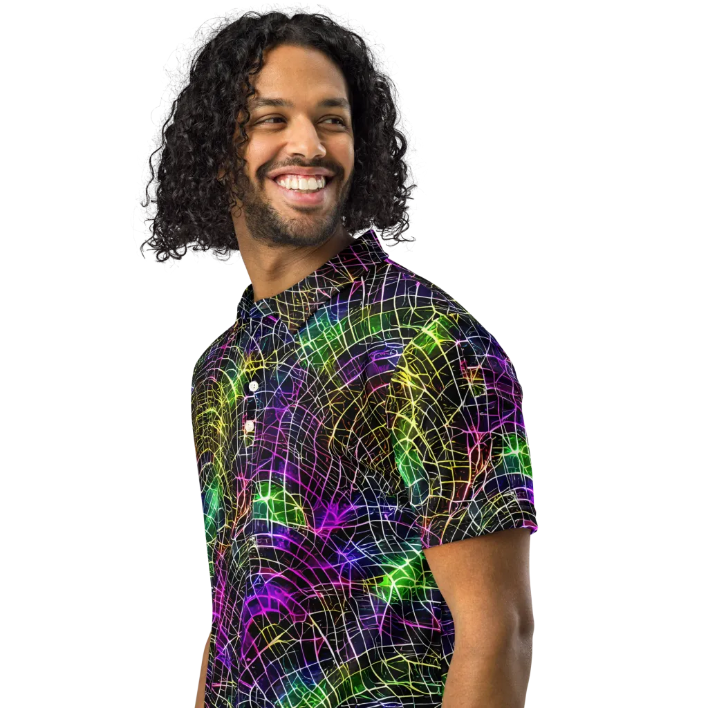 Cybercell on Men's Slim Fit Polo Shirt — Left Front