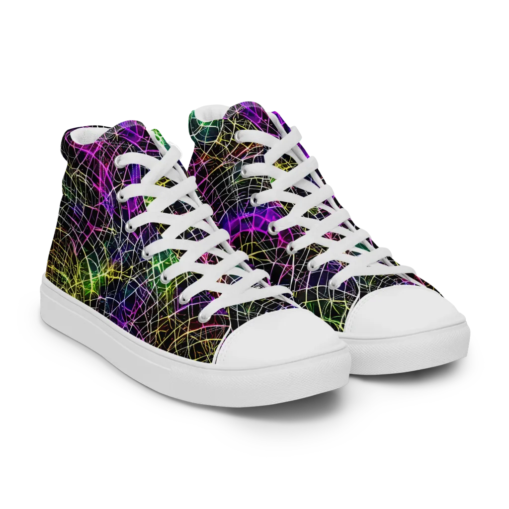 Cybercell on Men's High Top Canvas Shoes — Right Front