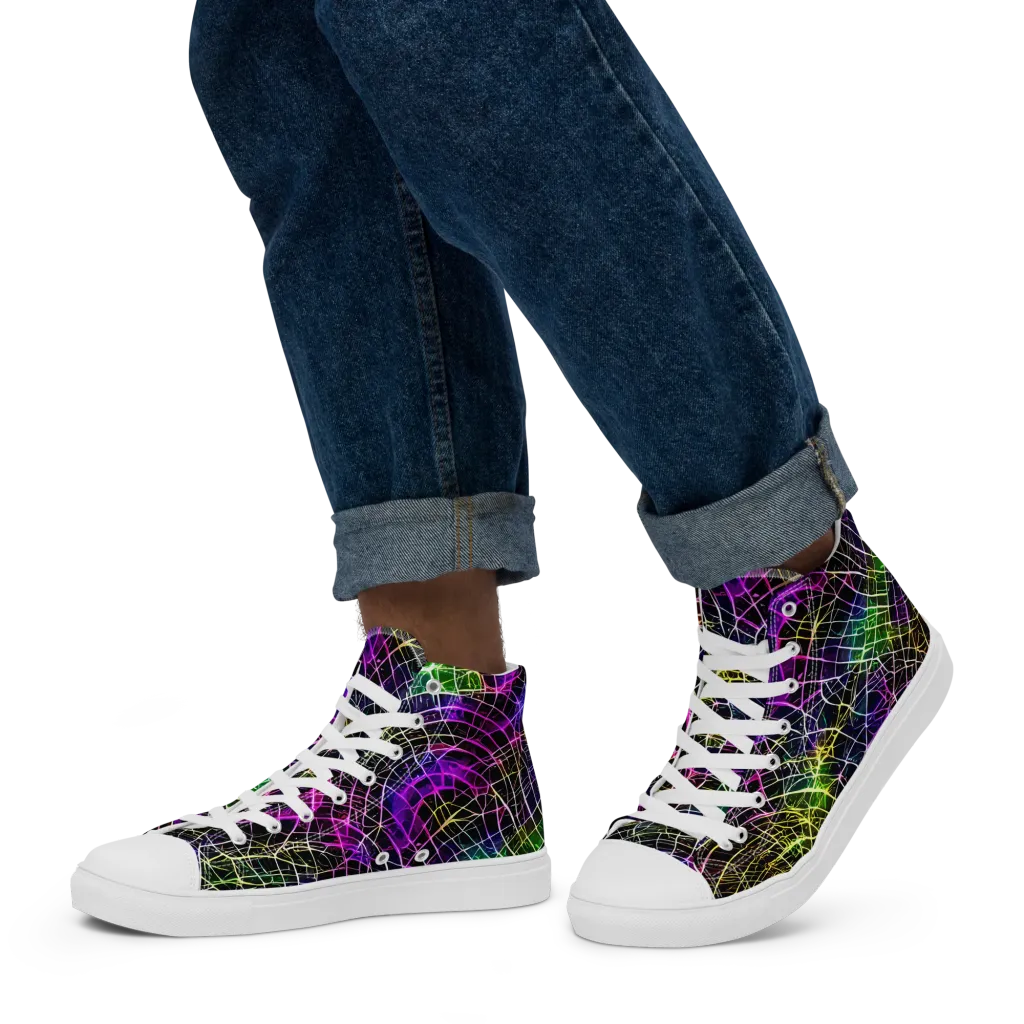 Cybercell on Men's High Top Canvas Shoes — Left