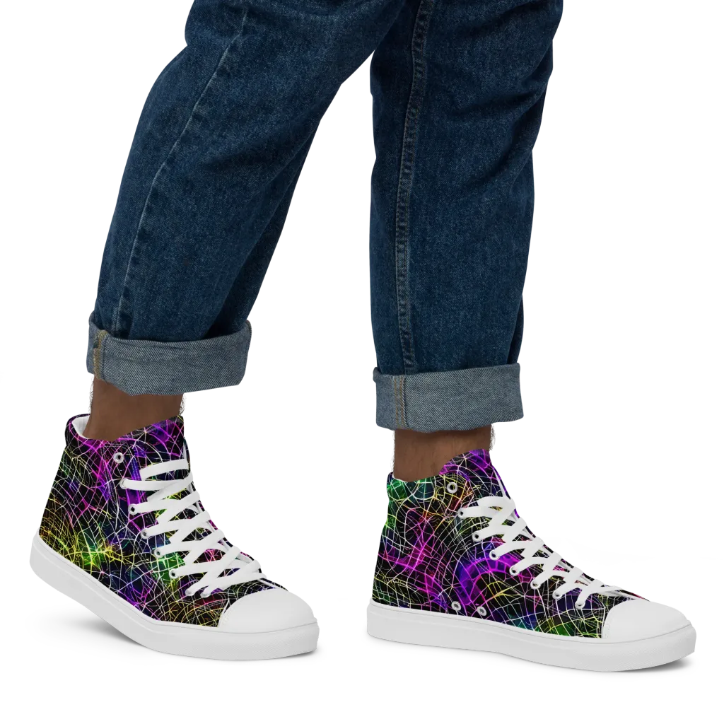 Cybercell on Men's High Top Canvas Shoes — Right
