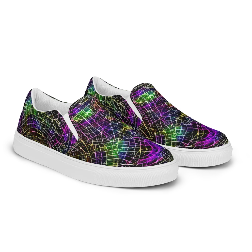 Cybercell on Men's Slip-On Canvas Shoes — Right Front