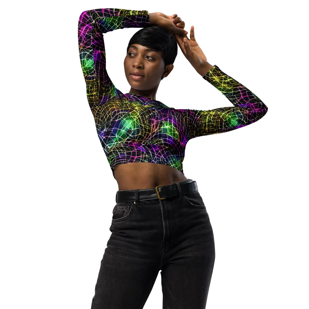 Cybercell on Long Sleeve Crop Top — Front