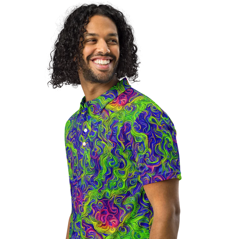 Cosmic Contour on Men's Slim Fit Polo Shirt — Left Front
