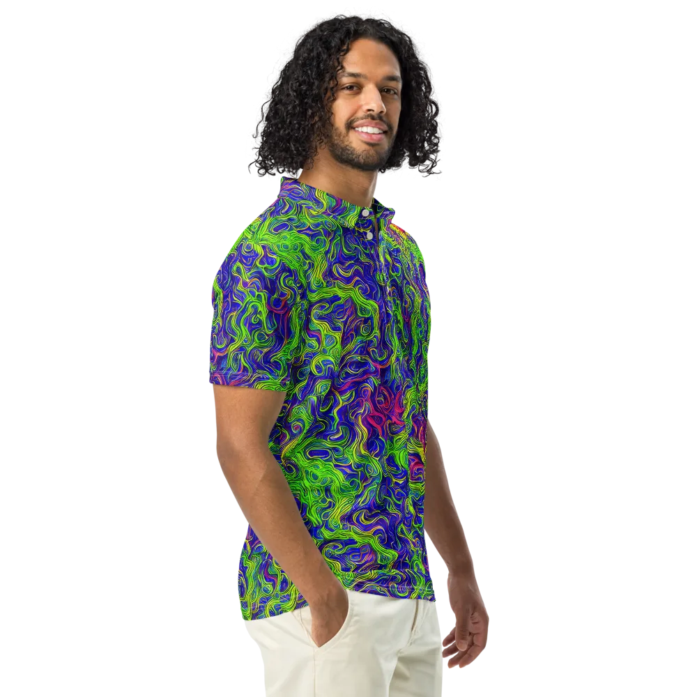 Cosmic Contour on Men's Slim Fit Polo Shirt — Right Front