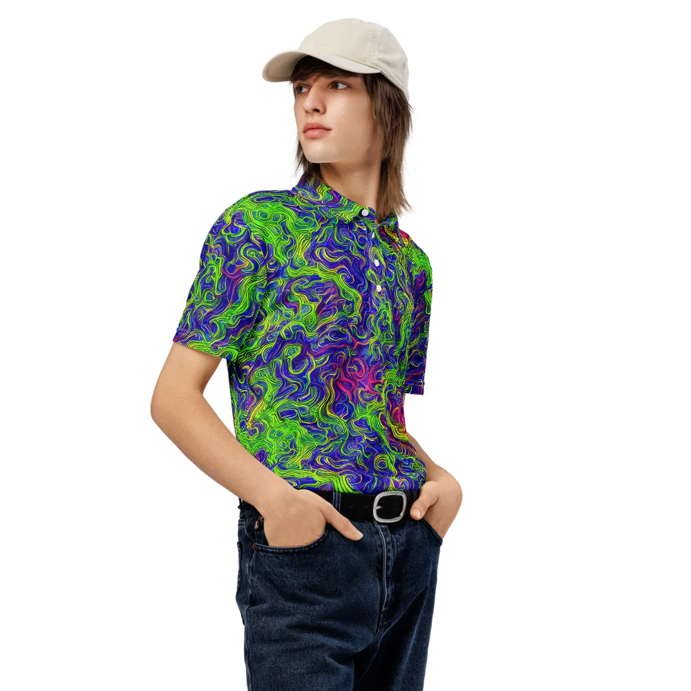 Cosmic Contour on Men's Slim Fit Polo Shirt — Right Front