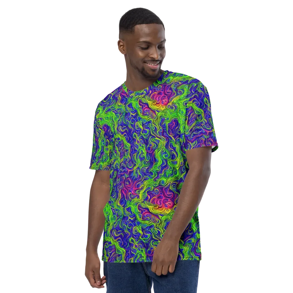 Cosmic Contour on Men's Crew Neck T-Shirt — Left