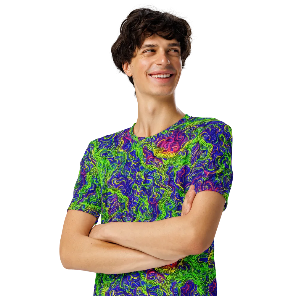 Cosmic Contour on Men's Crew Neck T-Shirt — Left Front