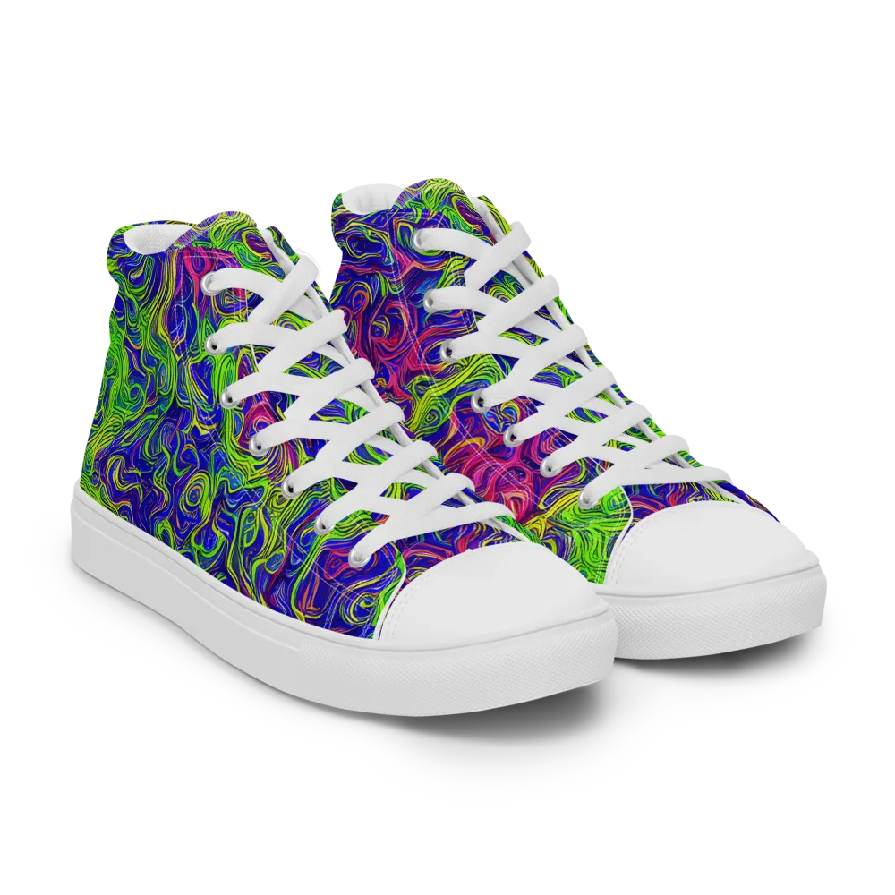 Cosmic Contour on Men's High Top Canvas Shoes — Right Front