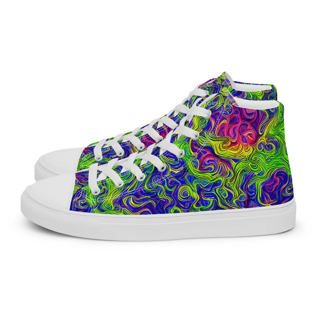 Cosmic Contour on Men's High Top Canvas Shoes — Left