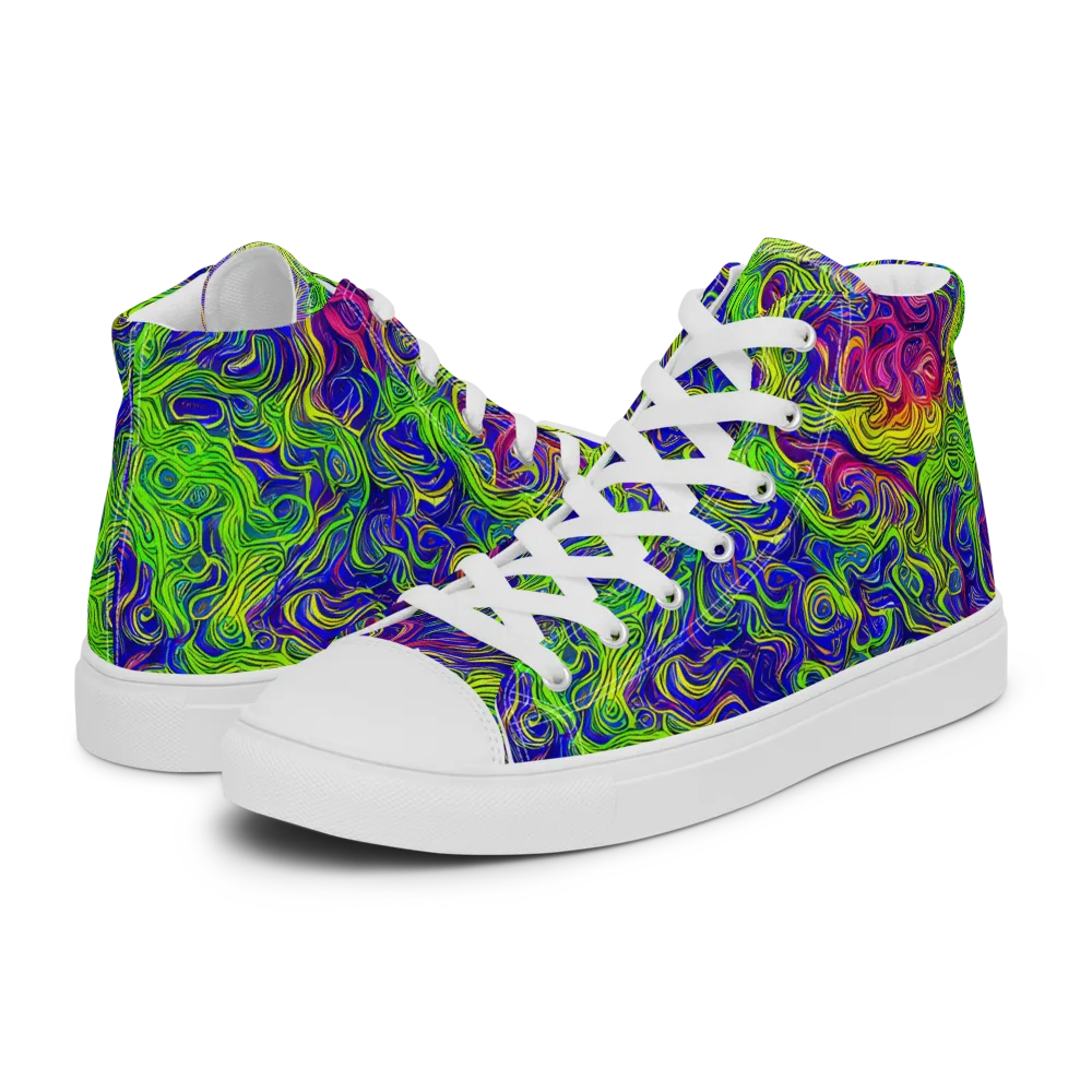 Cosmic Contour on Men's High Top Canvas Shoes — Left