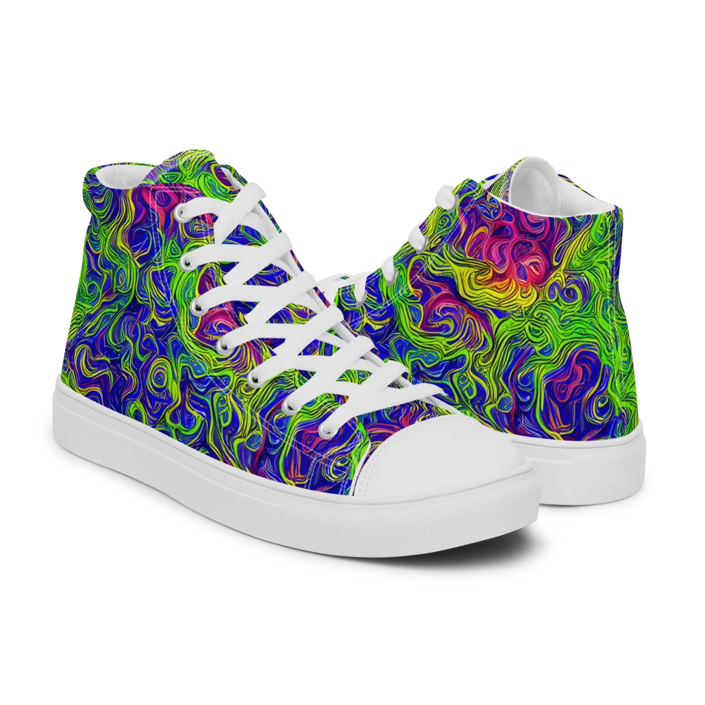 Cosmic Contour on Men's High Top Canvas Shoes — Right