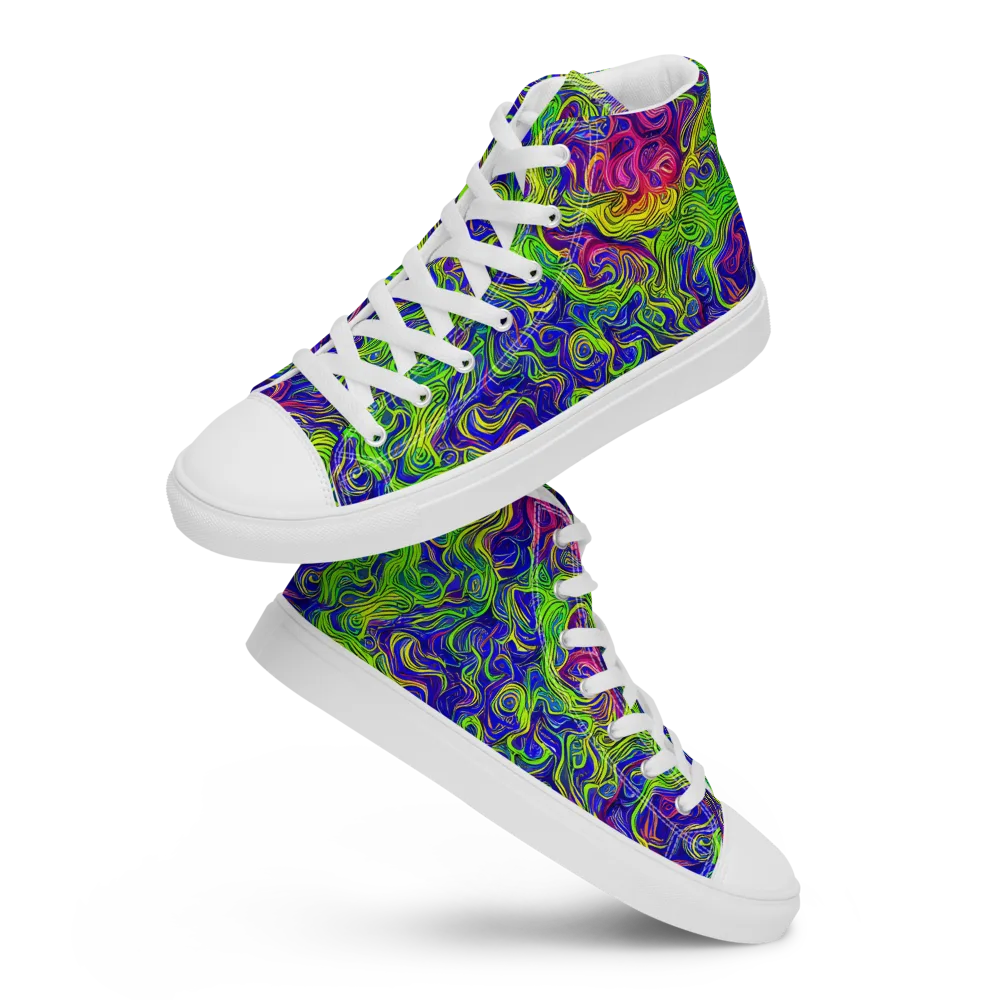 Cosmic Contour on Men's High Top Canvas Shoes — Front