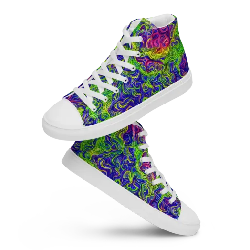 Cosmic Contour on a Men's High Top Canvas Shoes