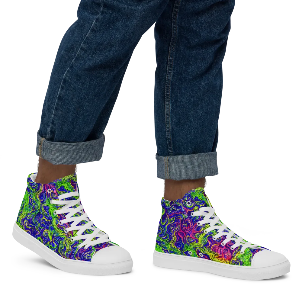 Cosmic Contour on Men's High Top Canvas Shoes — Right