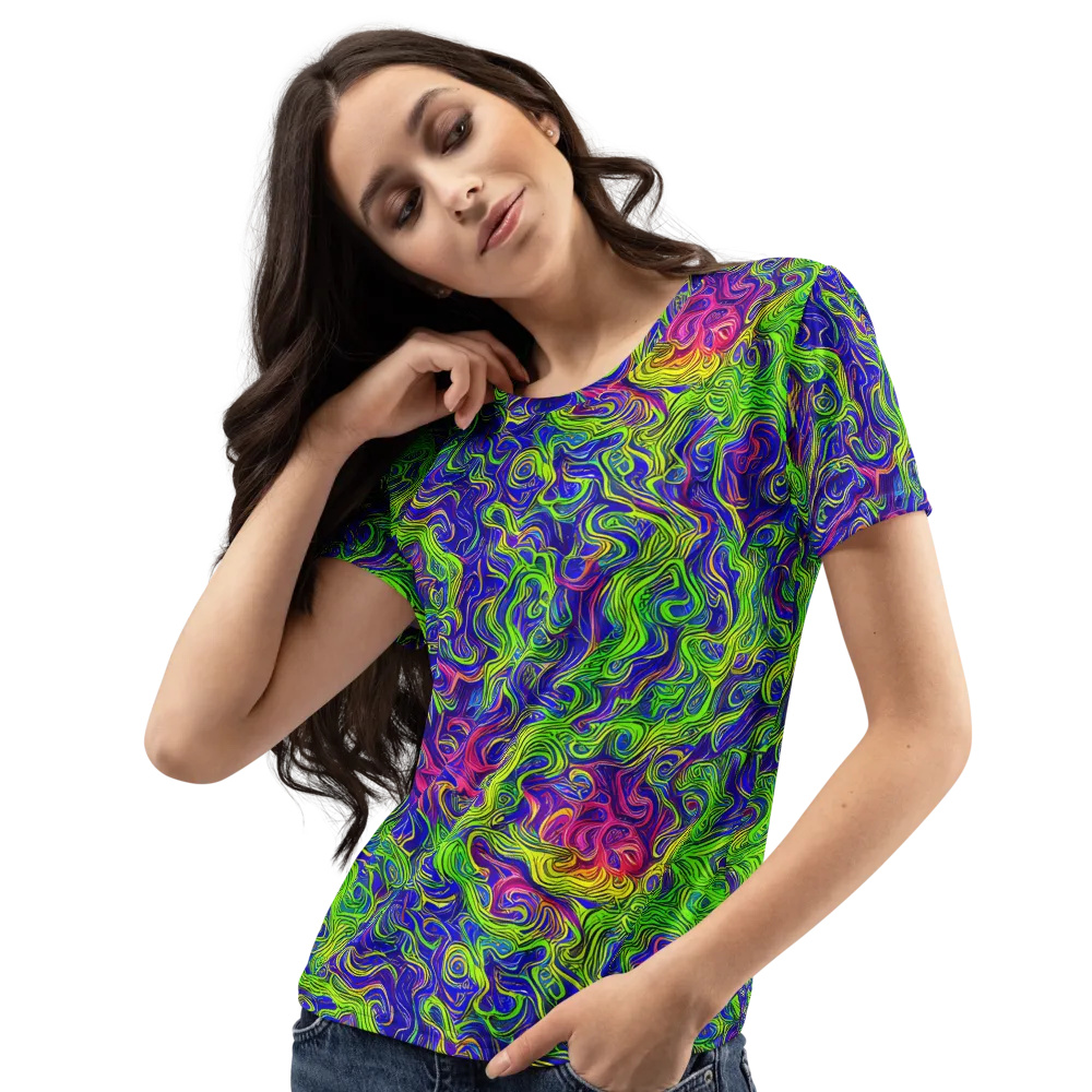 Cosmic Contour on Women's Crew Neck T-Shirt — Left Front
