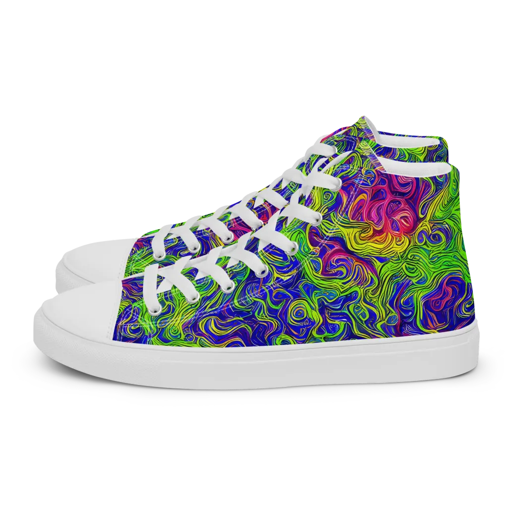 Cosmic Contour on Women's High Top Canvas Shoes — Left