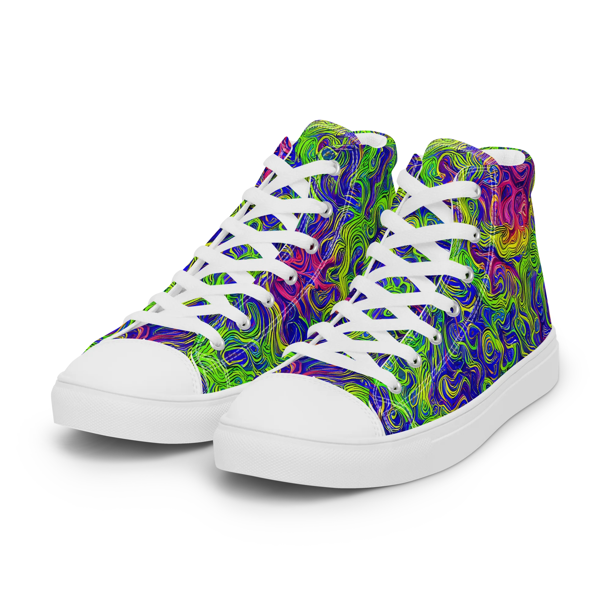 Cosmic Contour on Women's High Top Canvas Shoes — Left Front