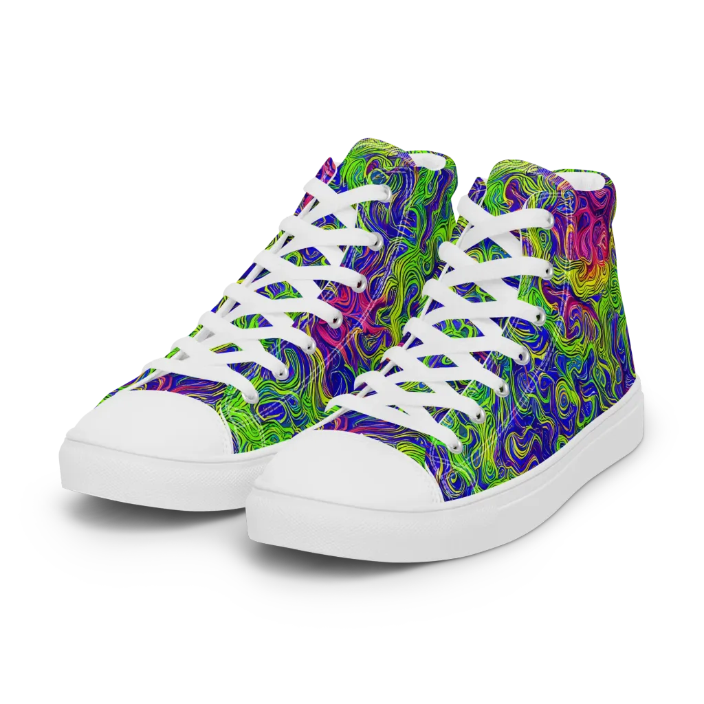Cosmic Contour on Women's High Top Canvas Shoes — Left Front